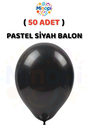 ( 50 Adet ) Siyah Balon 12'' Lateks Pastel Balon Doğum Günü Organizasyon Süsleme