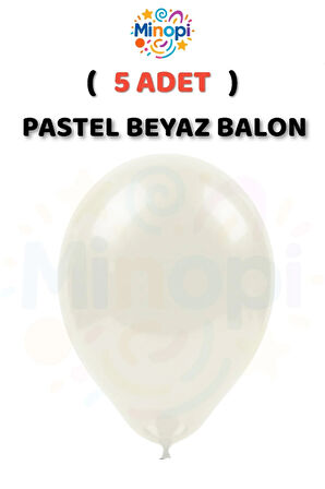 ( 5 Adet ) Beyaz Balon 12'' Lateks Pastel Balon Doğum Günü Organizasyon Süsleme