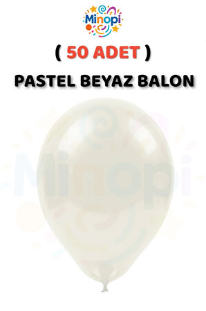 ( 50 Adet ) Beyaz Balon 12'' Lateks Pastel Balon Doğum Günü Organizasyon Süsleme