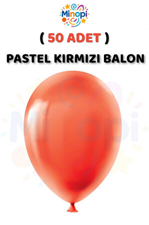 ( 50 Adet ) Kırmızı Balon 12'' Lateks Pastel Balon Doğum Günü Organizasyon Süsleme