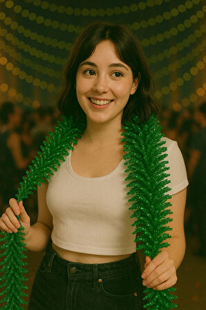 Yeşil Yılbaşı Garland Doğum Günü Simi Çam Ağacı Süsü 200 Cm Boyuna Boyuna Asılan Süsleme Sim