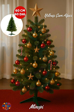 Yılbaşı Çam Ağacı 60 cm Plastik Ayaklı 60 Dal Christmas Tree