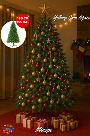 Yılbaşı Çam Ağacı 180 cm Plastik Ayaklı 355 Dal Christmas Tree