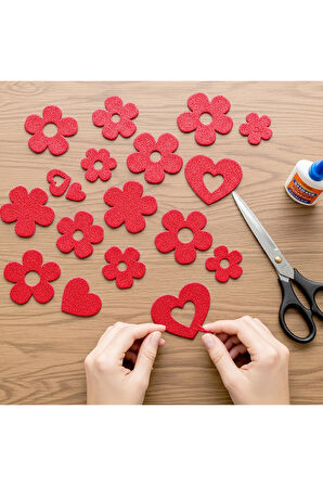 Kırmızı Renkli Simli Eva Süngeri 20x30 cm 10'lu Paket 1.5 mm