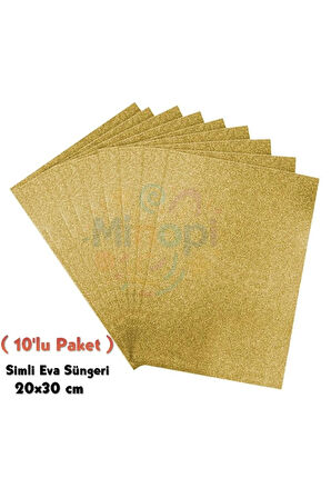 Altın Renkli Simli Eva Süngeri 20x30 cm 10'lu Paket 1.5 mm