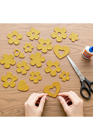 Altın Renkli Simli Eva Süngeri 20x30 cm 10'lu Paket 1.5 mm