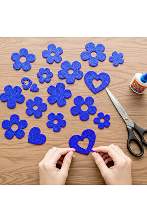 Mavi Renkli Simli Eva Süngeri 50X70 cm 10'lu Paket 1.5 mm