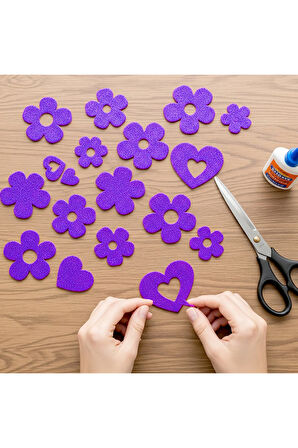 Mor Renkli Simli Eva Süngeri 50X70 cm 10'lu Paket 1.5 mm