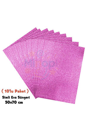 Pembe Renkli Simli Eva Süngeri 50X70 cm 10'lu Paket 1.5 mm