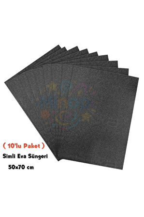 Siyah Renkli Simli Eva Süngeri 50X70 cm 10'lu Paket 1.5 mm