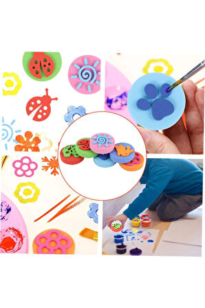 100 Paket Eva Baskı Süngeri 12'li Paket Farklı Şekiller Boya Süngeri