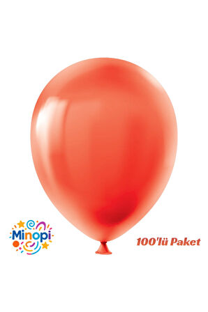 Kırmızı Balon Desensiz Renkli Lateks Balon Normal Ebat 100'lü Paket