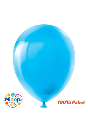 Mavi Balon Desensiz Renkli Lateks Balon Normal Ebat 100'lü Paket