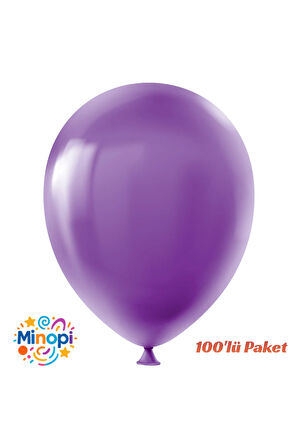 Mor Balon Desensiz Renkli Lateks Balon Normal Ebat 100'lü Paket