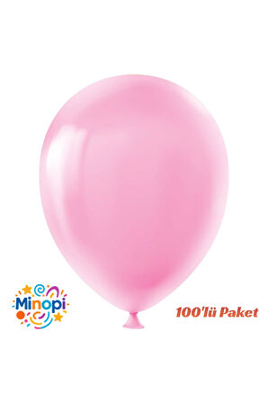 Pembe Balon Desensiz Renkli Lateks Balon Normal Ebat 100'lü Paket