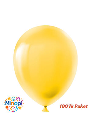Sarı Balon Desensiz Renkli Lateks Balon Normal Ebat 100'lü Paket