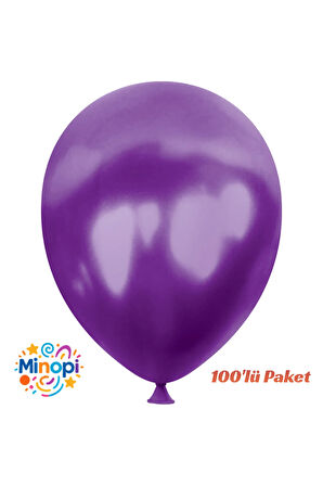 Mor Balon Desensiz Renkli Balon Metalik Balon Normal Ebat 100'lü Paket