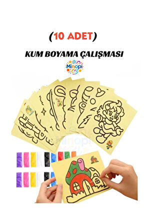 10 Adet Büyük Boy, Kum Boyama Seti, A4 Boyutunda, Kum Boyama Çalışması, Etkinlik