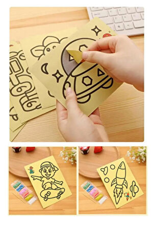 50 Adet Büyük Boy, Kum Boyama Seti, A4 Boyutunda, Kum Boyama Çalışması, Etkinlik