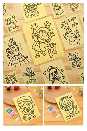 75 Adet Büyük Boy, Kum Boyama Seti, A4 Boyutunda, Kum Boyama Çalışması, Etkinlik