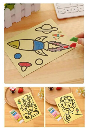 100 Adet Büyük Boy, Kum Boyama Seti, A4 Boyutunda, Kum Boyama Çalışması, Etkinlik