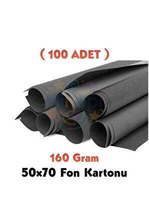 Siyah Fon Kartonu 50x70 cm 100'lü Paket 160 gr Renkli Fon Kartonu