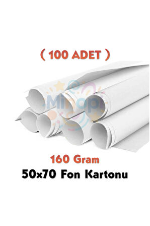 Beyaz Fon Kartonu 50x70 cm 100'lü Paket 160 gr Renkli Fon Kartonu