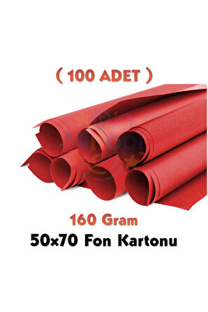 Kırmızı Fon Kartonu 50x70 cm 100'lü Paket 160 gr Renkli Fon Kartonu