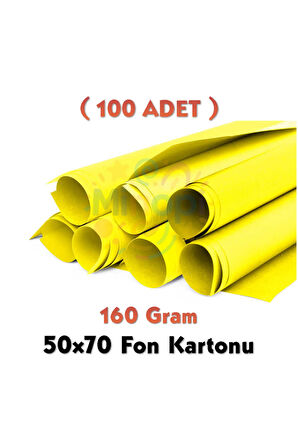 Sarı Fon Kartonu 50x70 cm 100'lü Paket 160 gr Renkli Fon Kartonu