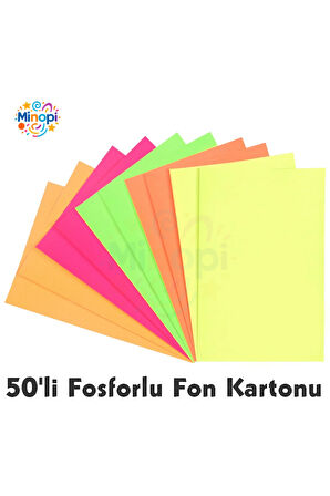 Fosforlu Fon Kartonu 50 X 70 120 G Karışık Renk 50'li Rulo