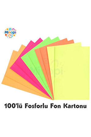 Fosforlu Fon Kartonu 50 X 70 120 G Karışık Renk 100'lü Paket