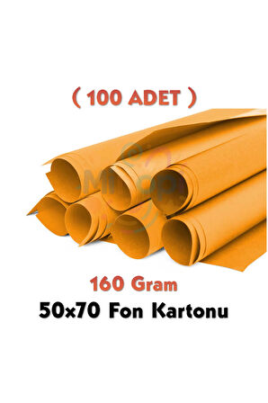 Turuncu Fon Kartonu 50x70 cm 100'lü Paket 160 gr Renkli Fon Kartonu