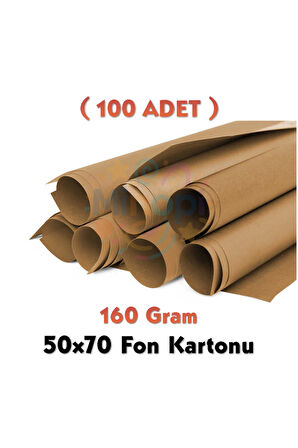 Kahverengi Fon Kartonu 50x70 cm 100'lü Paket 160 gr Renkli Fon Kartonu