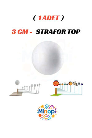 1 Adet - 3 cm Strafor Top Köpük Top Beyaz Küre Güneş Sistemi Ödevi Hobi Süsleme