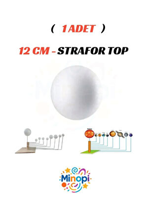 1 Adet - 12 cm Strafor Top Köpük Top Beyaz Küre Güneş Sistemi Ödevi Hobi Süsleme