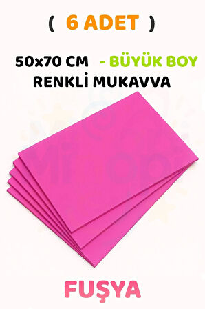 Fuşya Renkli Mukavva 6 Adet 50x70 cm Sert Karton Mukavva
