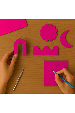 Fuşya Renkli Mukavva 6 Adet 50x70 cm Sert Karton Mukavva