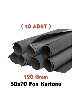 Siyah Fon Kartonu 50x70 cm 10'lu Paket 120 gr Renkli Fon Kartonu