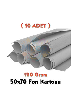 Gri Fon Kartonu 50x70 cm 10'lu Paket 120 gr Renkli Fon Kartonu