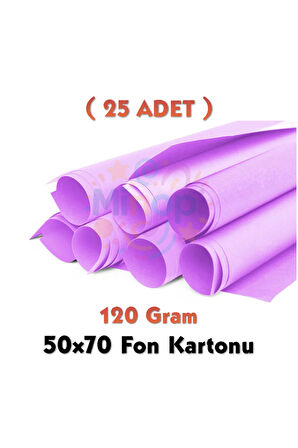Lila Fon Kartonu 50x70 cm 25'li Paket 120 gr Renkli Fon Kartonu