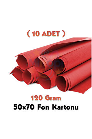 Kırmızı Fon Kartonu 50x70 cm 10'lu Paket 120 gr Renkli Fon Kartonu