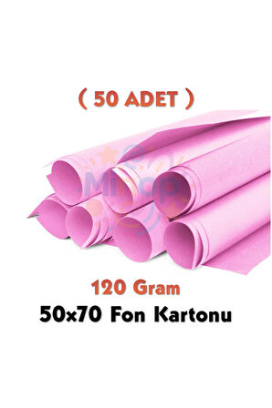 Açık Pembe Fon Kartonu 50x70 cm 50'li Paket 120 gr Renkli Fon Kartonu