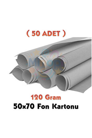 Gri Fon Kartonu 50x70 cm 50'li Paket 120 gr Renkli Fon Kartonu
