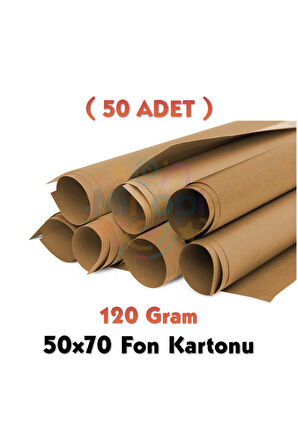 Kahverengi Fon Kartonu 50x70 cm 50'li Paket 120 gr Renkli Fon Kartonu