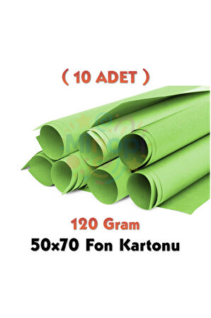 Açık Yeşil Fon Kartonu 50x70 cm 10'lu Paket 120 gr Renkli Fon Kartonu