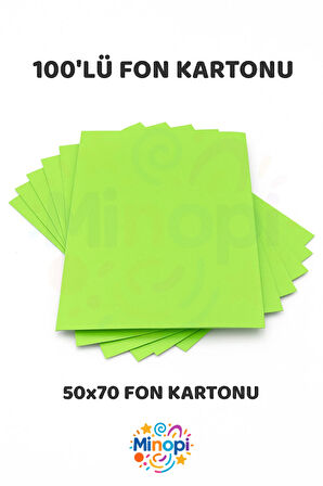 Açık Yeşil Fon Kartonu 50x70 cm 100'lü Paket Renkli Fon Kartonu Kalın Büyük Boy
