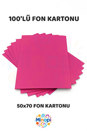 Açık Pembe Fon Kartonu 50x70 cm 100'lü Paket Renkli Fon Kartonu Büyük Boy