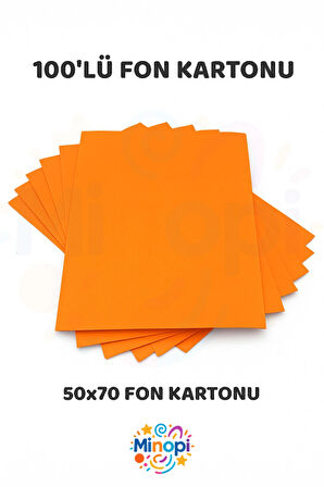 Turuncu Fon Kartonu 50x70 cm 100'lü Paket Renkli Fon Kartonu Kalın Büyük Boy