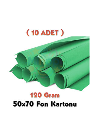 Koyu Yeşil Fon Kartonu 50x70 cm 10'lu Paket 120 gr Renkli Fon Kartonu