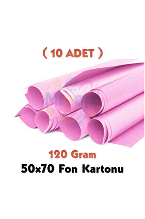 Açık Pembe Fon Kartonu 50x70 cm 10'lu Paket 120 gr Renkli Fon Kartonu